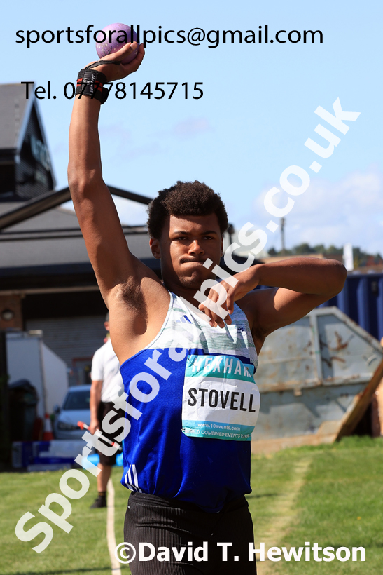 Decathlon shot putt, 2025 EAP International Combined Events, Hexham, Northumberland.  Photo: David T. Hewitson/Sports for All Pics